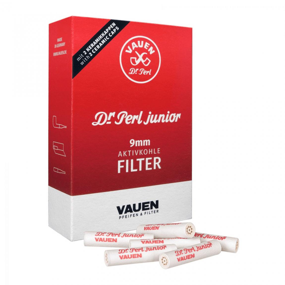 Vauen Dr. Perl junior Aktivkohle-Filter 9mm 1x100 Stück, mit 2 Keramikkappen